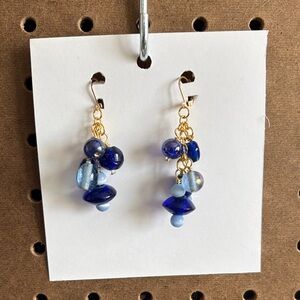 Elegant Blue and Gold Dangle Earrings